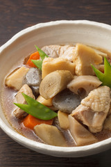 煮物　Cooking of simmered vegetable and chicken