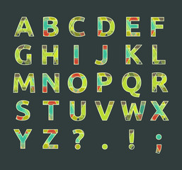 Creative spectral alphabet of geometric paper color © robu_s