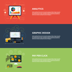 Icons for web design analytics graphic design and pay per click