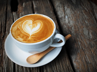 cup of coffee in coffee shop vintage color