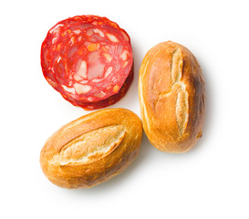 sliced chorizo salami and buns