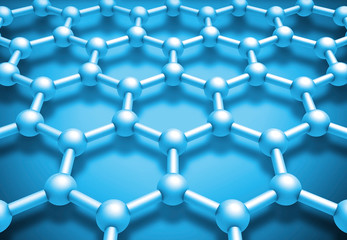 Graphene layered molecule structure, blue schematic model