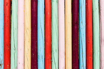 Very bright and colourful wooden fence in Madeira.