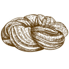 engraving bun on white background