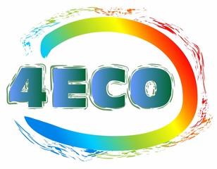 For eco  grunge  label  in rainbow colored ellipse