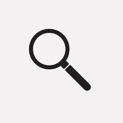Black magnifying glass icon.