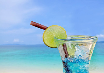 blue lemon soda with sea wallpaper