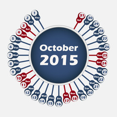 Vector calendar 2015 October template
