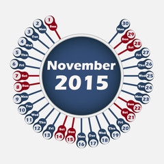 Vector calendar 2015 November template
