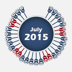 Vector calendar 2015 July template