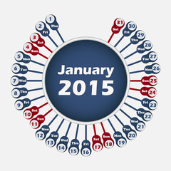 Vector calendar 2015 January template