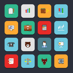 Finance exchange icons flat