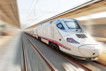 Obraz na płótnie Canvas Modern Hi-Speed Passenger Train. Motion effect.