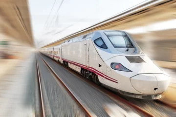 Photo sur Aluminium brossé Lieux européens Modern Hi-Speed  Passenger Train. Motion effect.