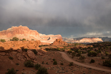 The Castle rock in Capitol Reef National Park during the coming