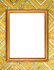 blank wood frame on Buddha wall