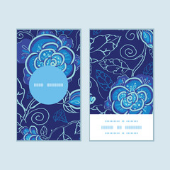 Vector blue night flowers vertical round frame pattern business