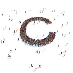 illustration of letter with people,isolated