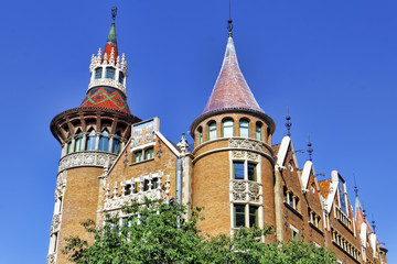 Fototapeta premium Сasa Serra (Building with spires) in centre of Barcelona, Cata