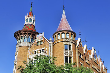 Fototapeta na wymiar Сasa Serra (Building with spires) in centre of Barcelona, Cata