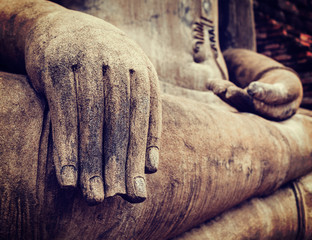 Buddha statue hand close up detail