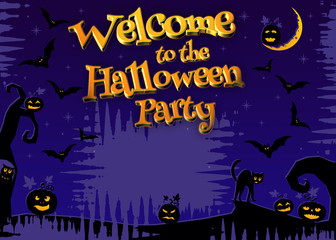 Welcome to the Halloween Party poster 3D lettering