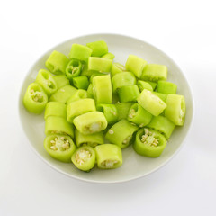 sweet pepper sliced into rings as well as diced