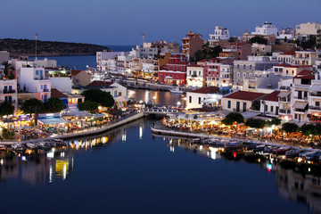 Agios Nikolaos City at Night, Crete, Greece