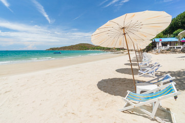 Samed beach with bed and umbrella