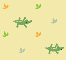 Seamless pattern with funny crocodiles
