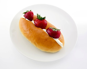 bread and cheese and strawberry