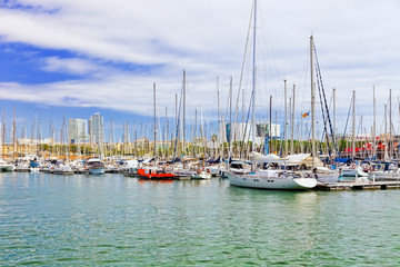 Fototapeta na wymiar Panorama on Barcelona Seaport .Barcelona. Spain.