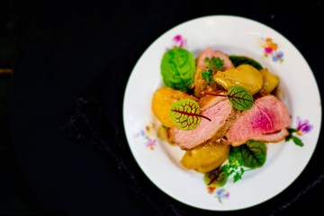 duck breast with pears