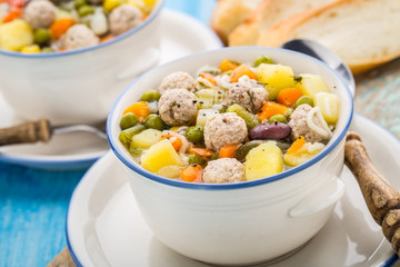 Meatball soup with vegetables