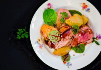 duck breast with pears