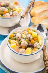 Meatball soup with vegetables