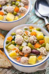 Meatball soup with vegetables