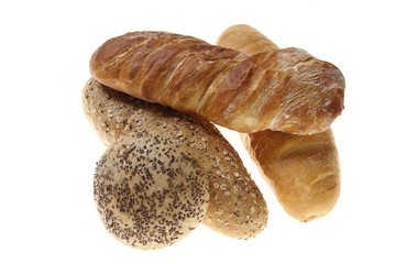Bakery products photographed on isolated on white background