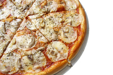 Pizza photographed on isolated on white background