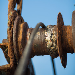 old rusted trawler of fishing boat