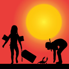 Obraz premium Vector silhouette of children.