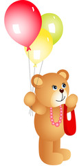 Fototapeta premium Girl teddy bear with balloons