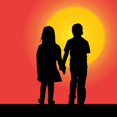 Vector silhouette of children.