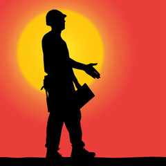 Vector silhouette of a worker.