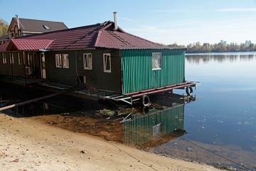 little green house on the bank of the Dnieper river, Kiev