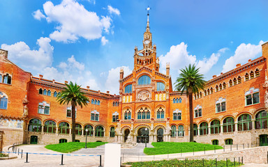 Naklejka premium Hospital Sant Pau Recinte Modernista. Barcelona, Catalonia, Spai