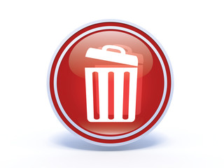 trash can circular icon on white background