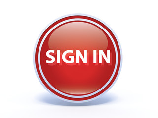 sign in circular icon on white background