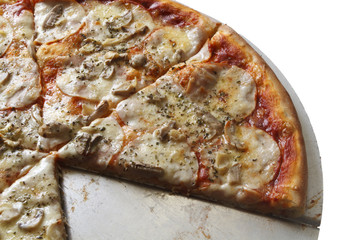 Pizza photographed on isolated on white background