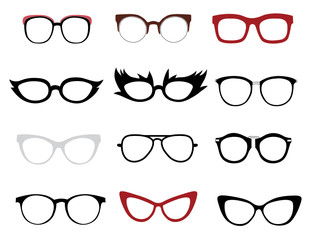 Vector set of illustrations of stylish and funny glasses